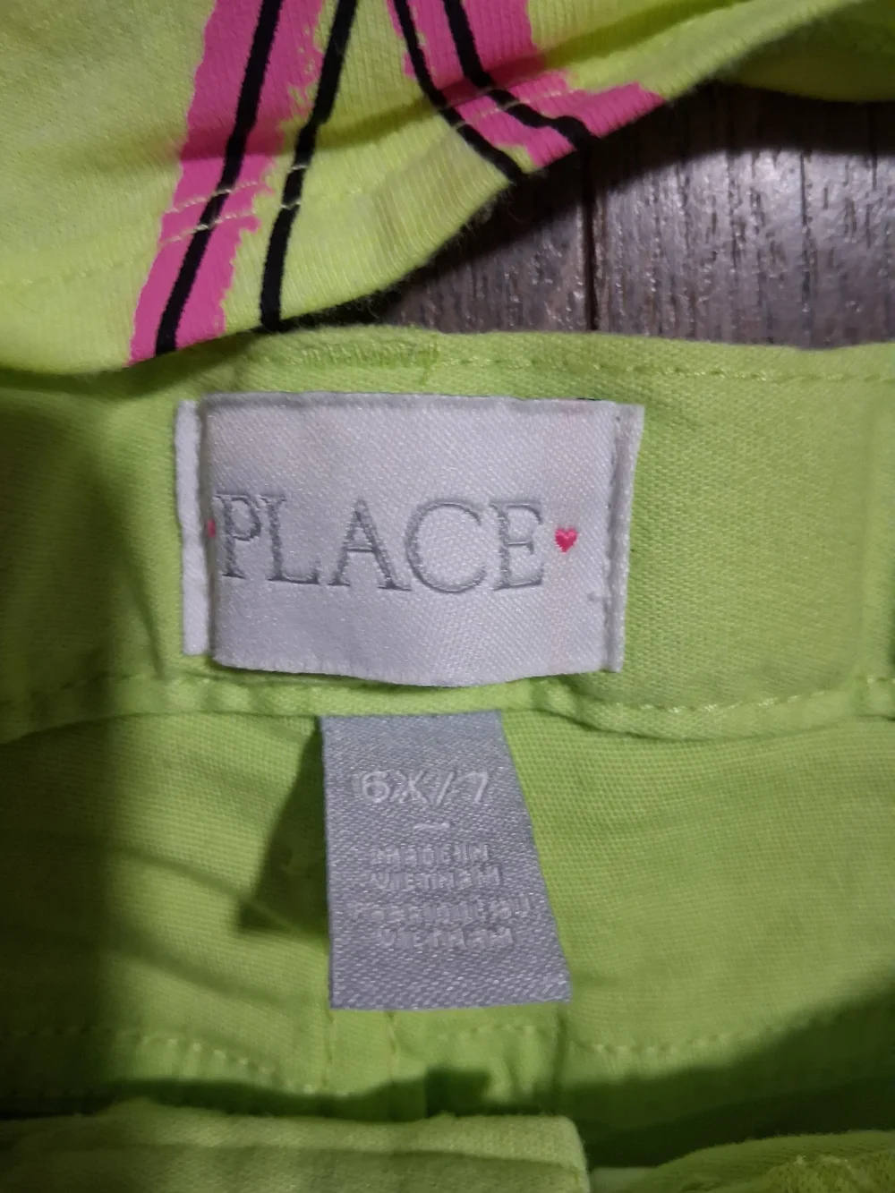 The Children's Place Lime Green Pink Flamingo Matching Top Shorts Two Piece Set - Picture 3 of 4